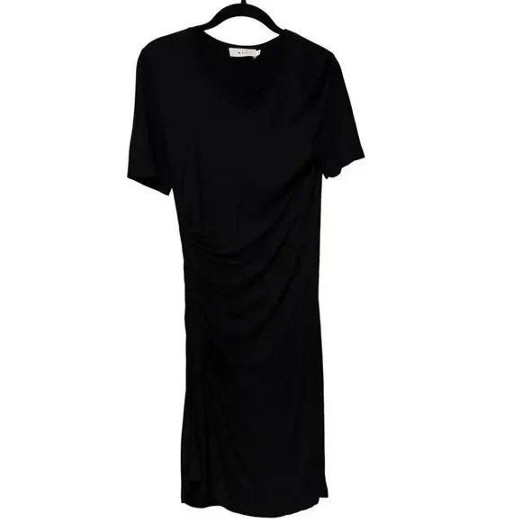 A.L.C Black Sally Ruched T Shirt Mini Dress Size Small - Picture 3 of 7